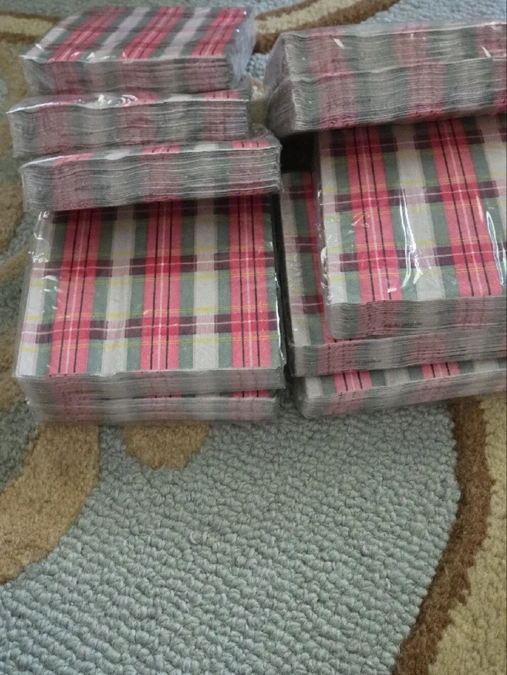 Plaid Pink Green Cocktail Napkins - Set of 10